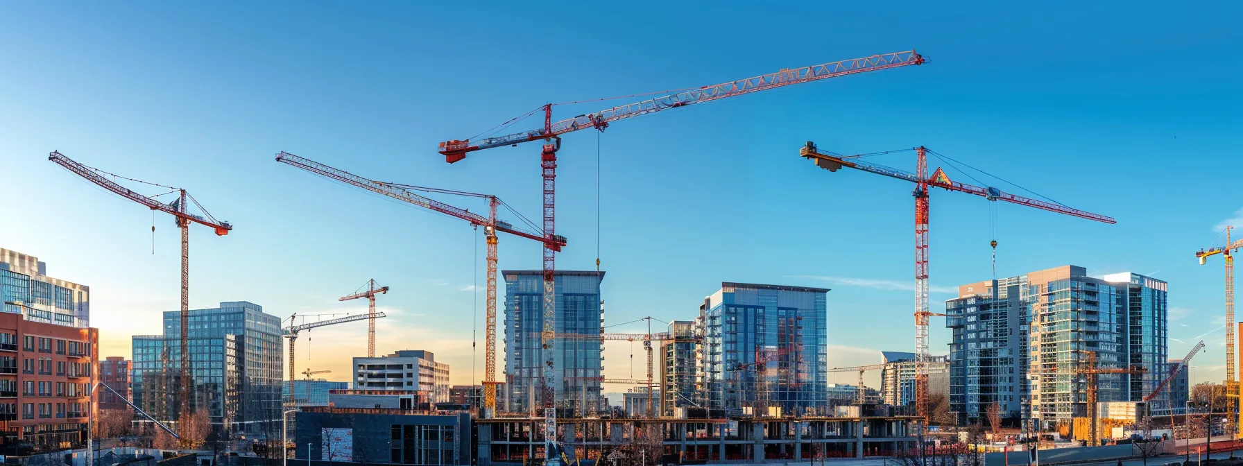 a bustling city skyline with cranes constructing new buildings, reflecting the influence of infrastructure development on property values in washington county's housing market. a bustling city skyline with cranes constructing new buildings, reflecting the influence of infrastructure development on property values in washington county's housing market.