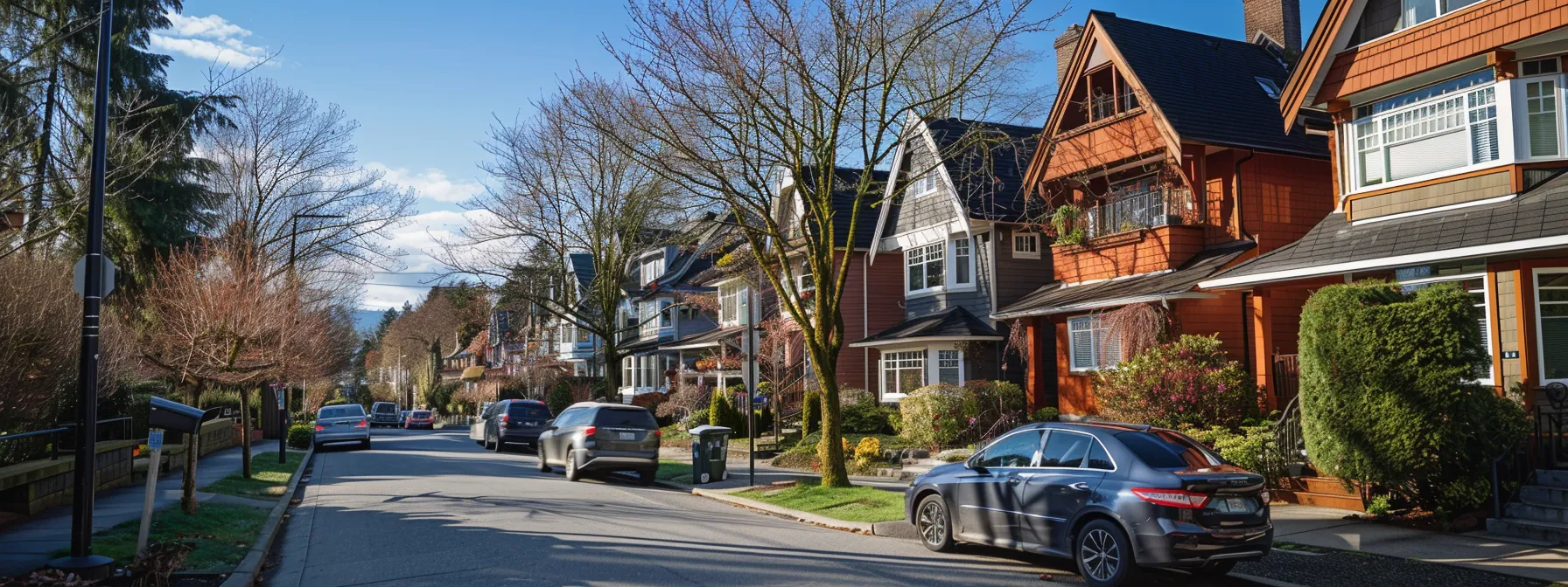 a bustling neighborhood street showcasing a mix of modern condos and historic homes, reflecting st. george's dynamic housing market trends.