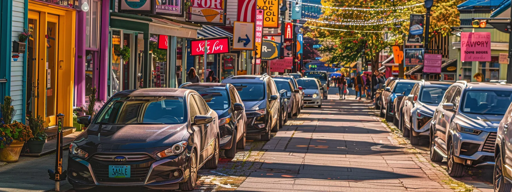 a bustling st. george street lined with colorful a bustling st. george street lined with colorful