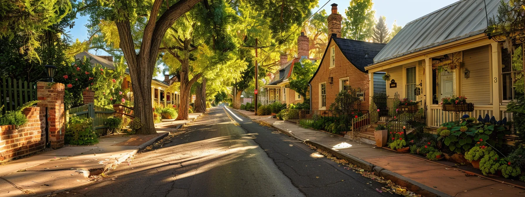 a charming street in st. george lined with historic homes showcasing impressive architecture and immaculate landscaping.