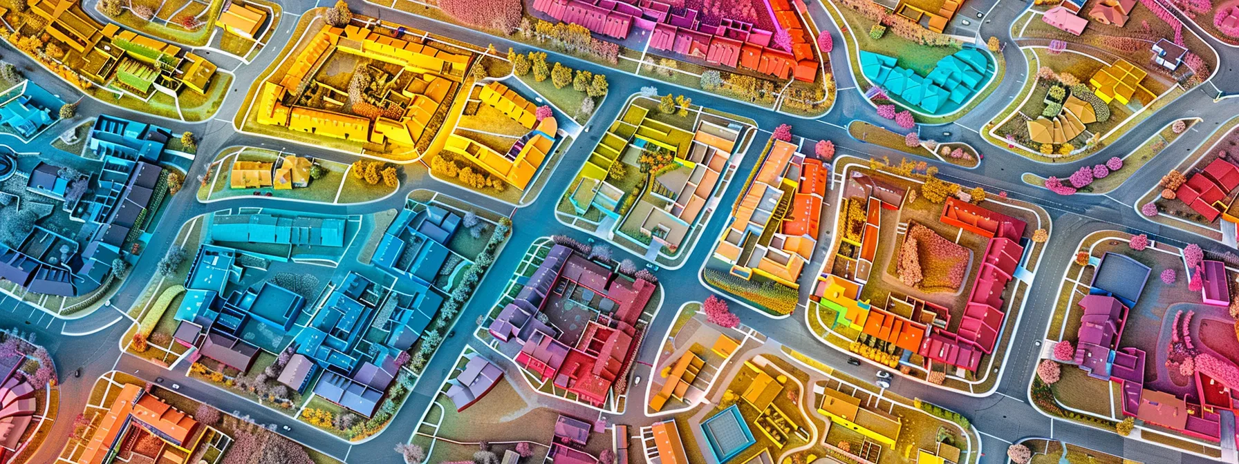 a colorful map displaying various st. george neighborhoods with labeled market trends and property values.