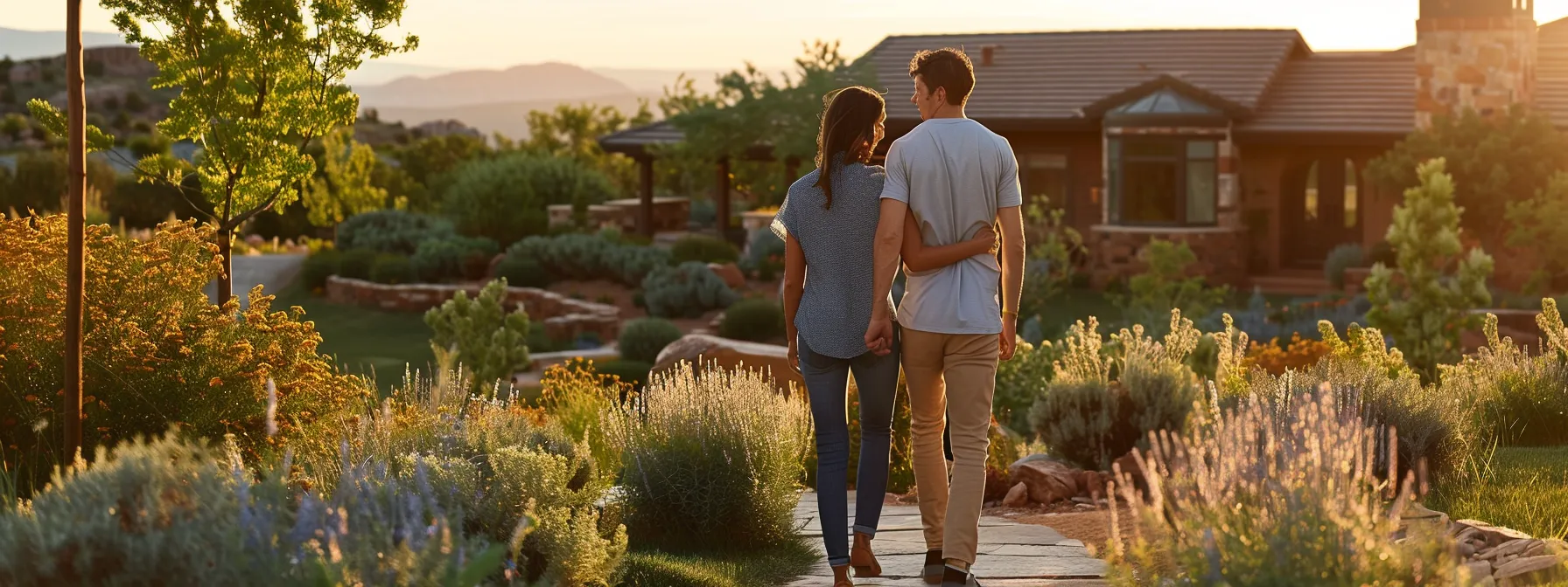 a couple confidently presenting a competitive offer on a luxurious st. george home, surrounded by the lush landscape of southern utah.