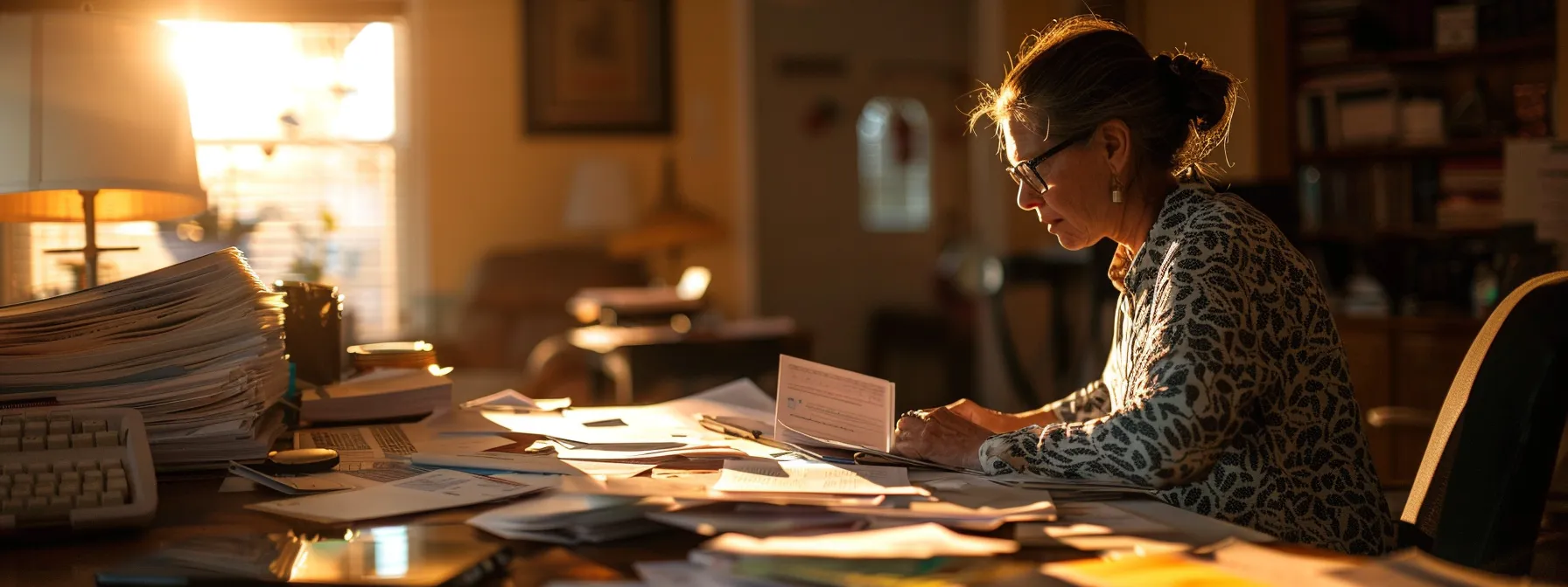 a homeowner in st. george sits at a desk covered in paperwork, looking determined and focused as they consider their options for leveraging their home equity for financial purposes.