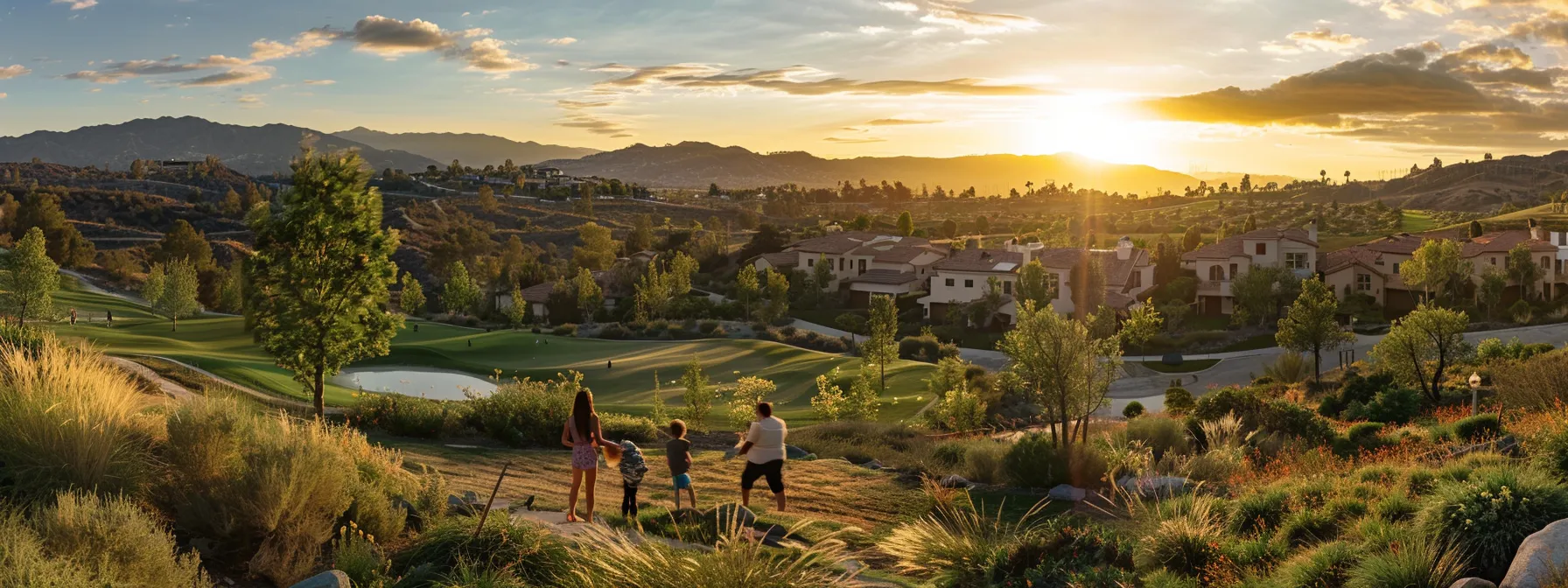 a panoramic view of families enjoying outdoor activities in the lush and inviting landscape of little valley neighborhood.