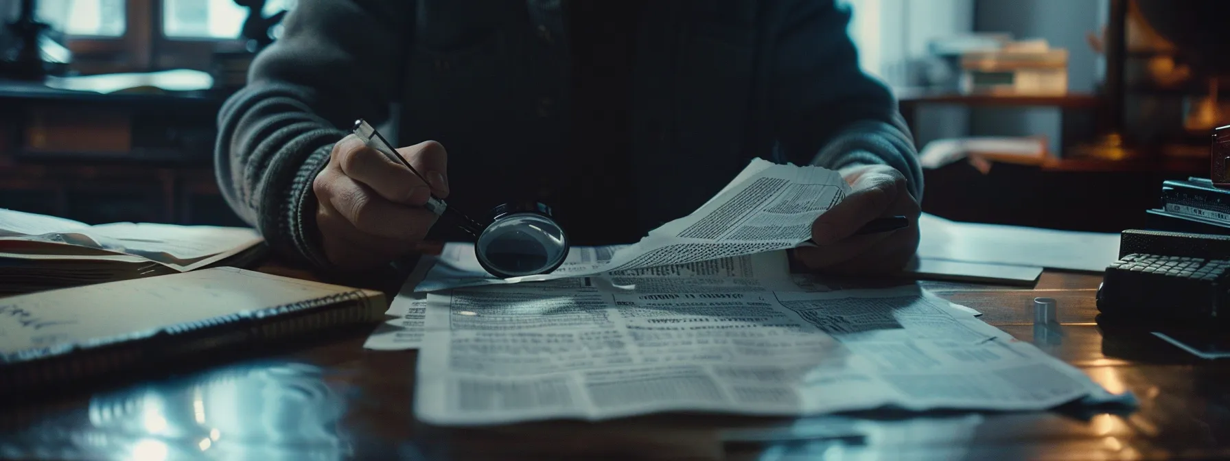 a person in st. george reviewing a detailed inspection report with a magnifying glass.