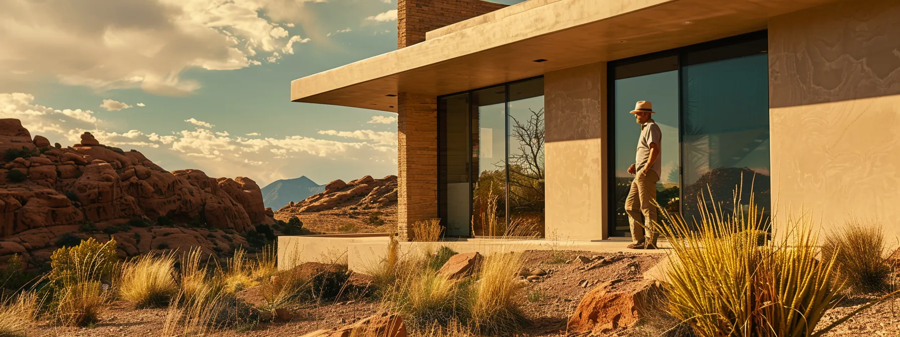 a skilled inspector examining a sturdy, desert-adapted home in st. george.