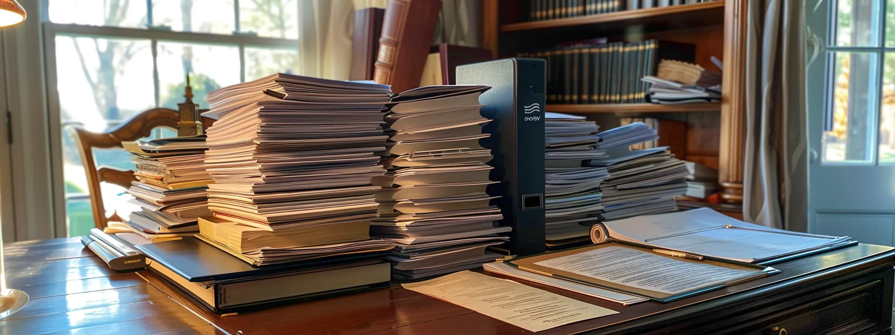 a stack of organized paperwork and manuals, showcasing warranties, service records, appliance manuals, and renovation permits, on a clean desk ready for a st. george home inspection.