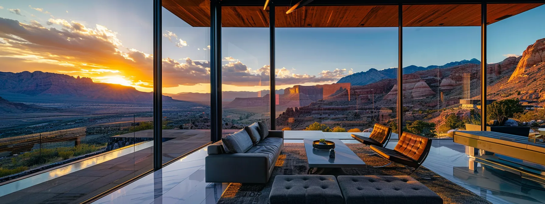 a stunning view of the st. george, ut real estate market, showcasing a range of properties from desert homes to mesa-top residences, surrounded by the scenic valley landscape.