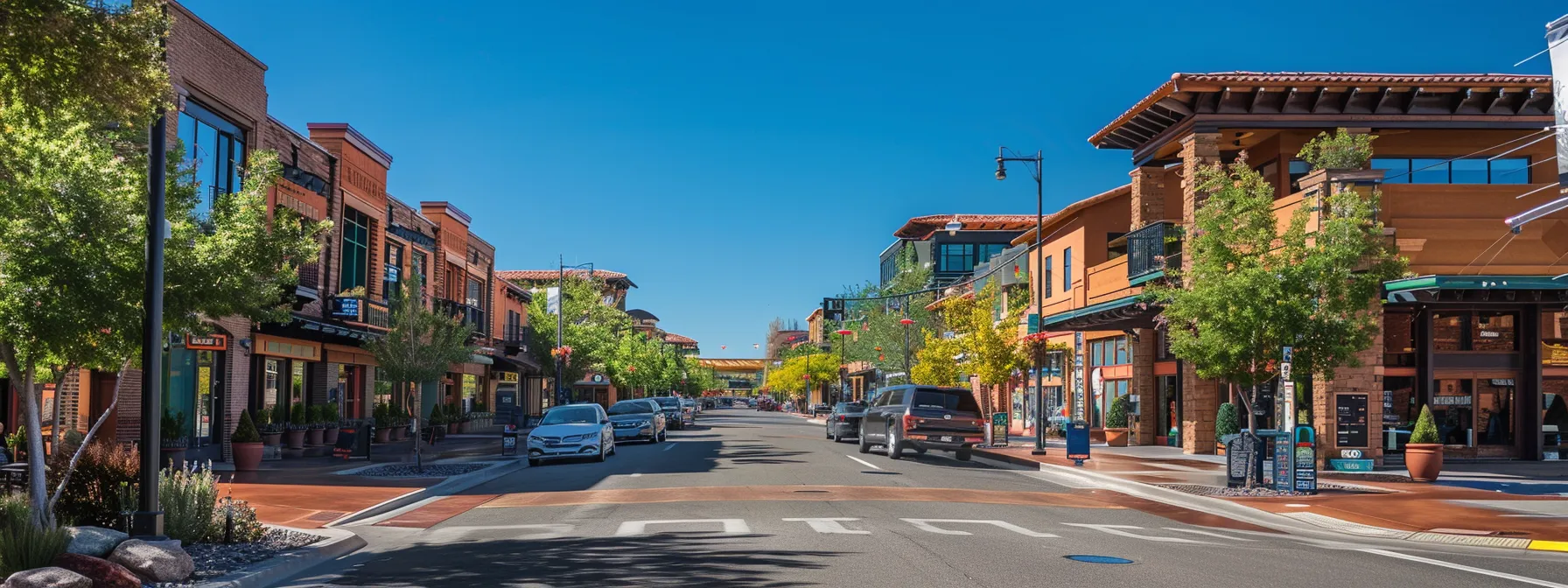 a vibrant street in st. george, lined with diverse architecture ranging from modern condominiums to historic homes, under a clear blue sky showcasing the unique opportunities in the city's real estate market.