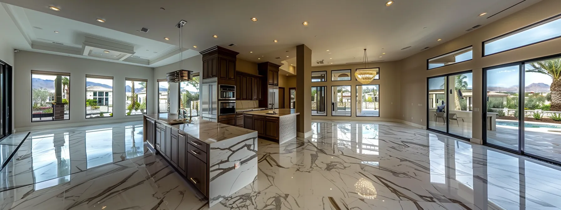 an elegant, modern kitchen in a luxurious st. george community, with sleek countertops and state-of-the-art appliances.