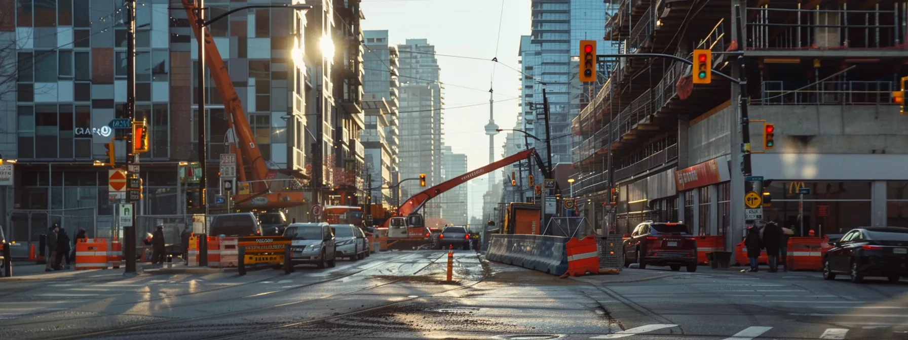 vibrant construction cranes rise against a backdrop of bustling city streets, reflecting economic factors shaping the st. george market.