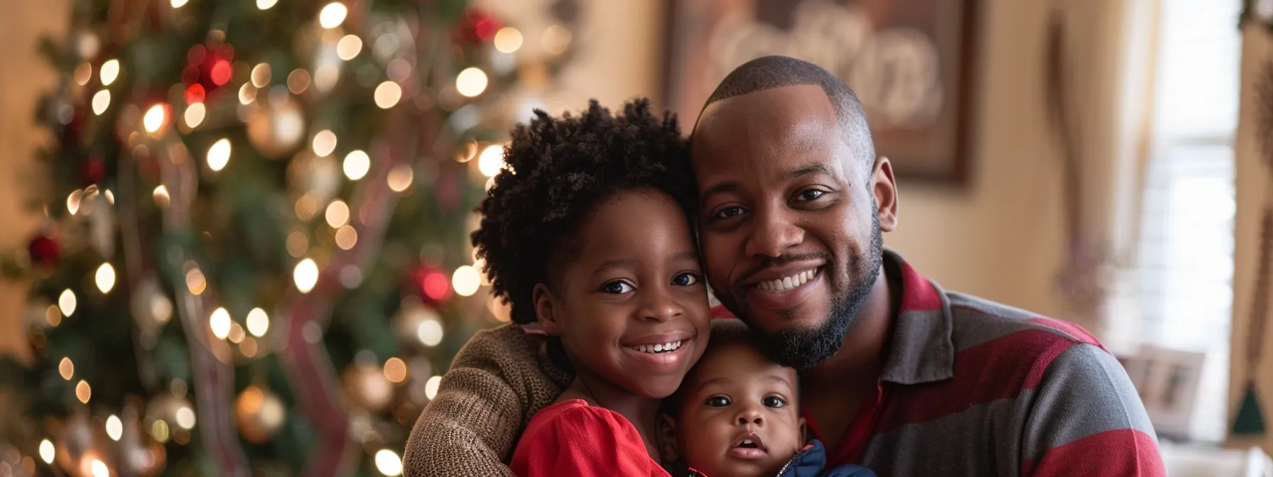 a family happily decorating their own rent-to-own home, with a sense of ownership and security evident in their smiles.