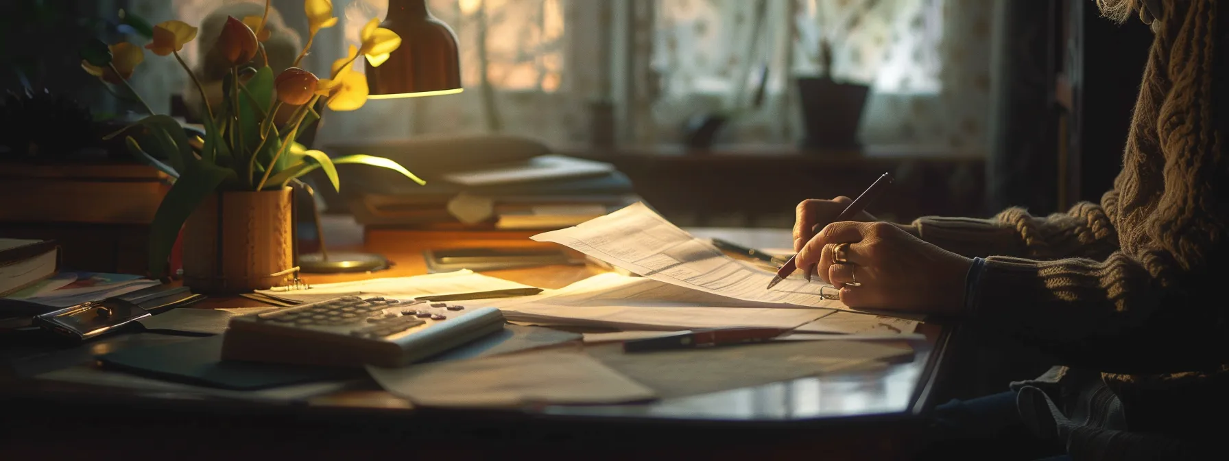 a person carefully reviewing and comparing different insurance policy documents and terms on a desk.