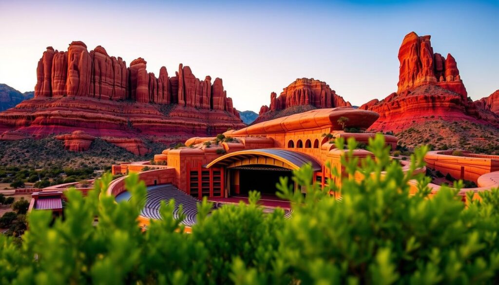Tuacahn Amphitheater red rock backdrop Tuacahn Amphitheater red rock backdrop